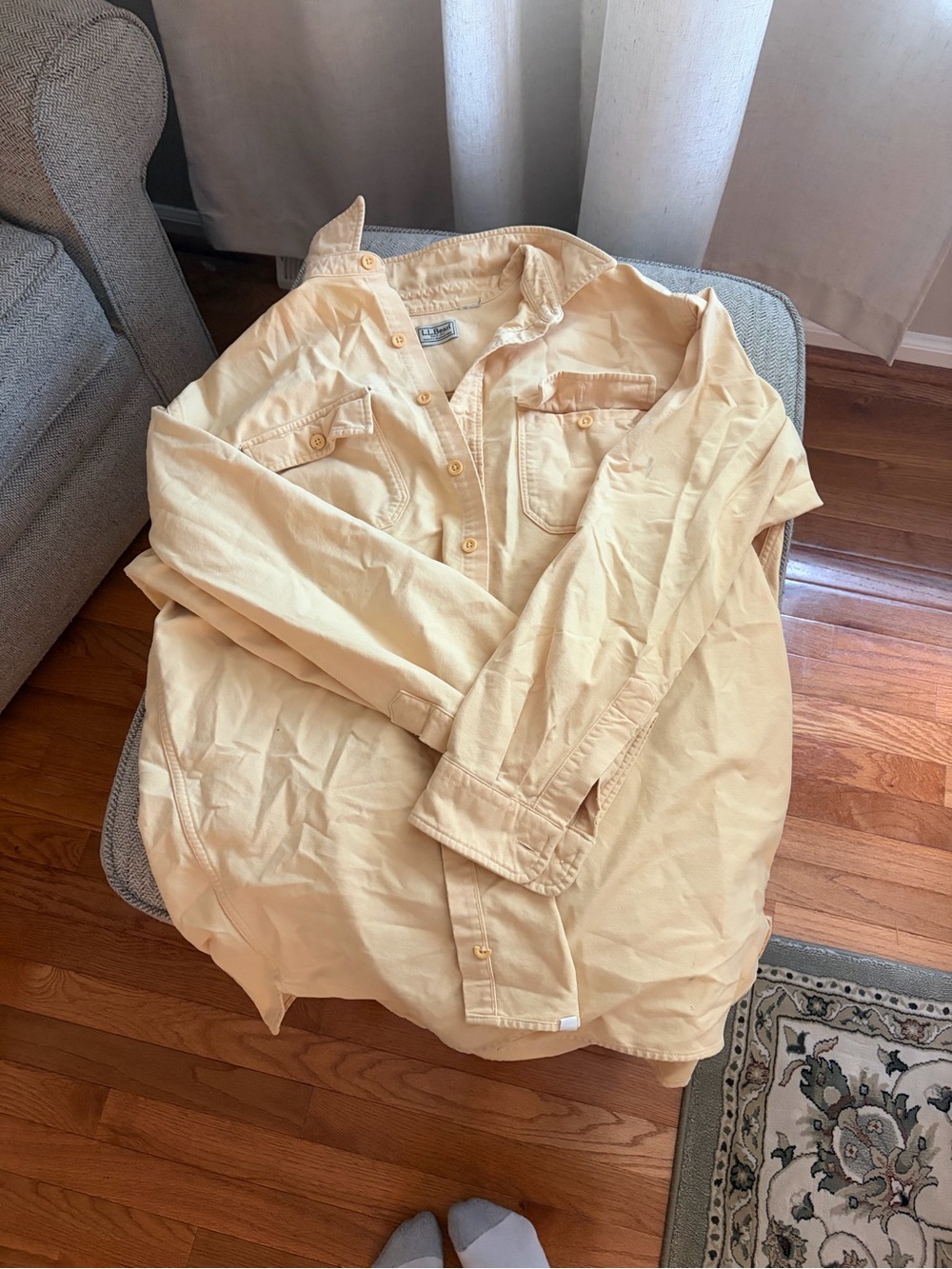L.L. Bean Pale Yellow Button-Down Casual Shirt
